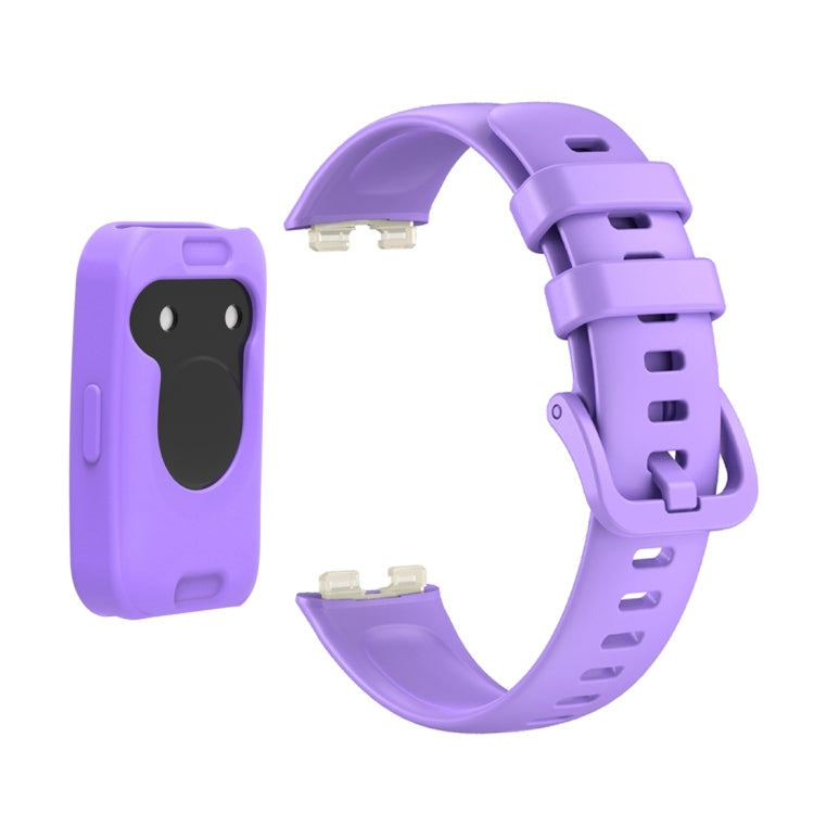 For Huawei Band 8 Silicone Protective Case + Silicone Watch Band Kit(Purple) - Watch Bands by PMC Jewellery | Online Shopping South Africa | PMC Jewellery