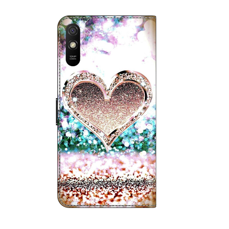 For Xiaomi Redmi 9A Crystal 3D Shockproof Protective Leather Phone Case(Pink Diamond Heart) - Xiaomi Cases by PMC Jewellery | Online Shopping South Africa | PMC Jewellery