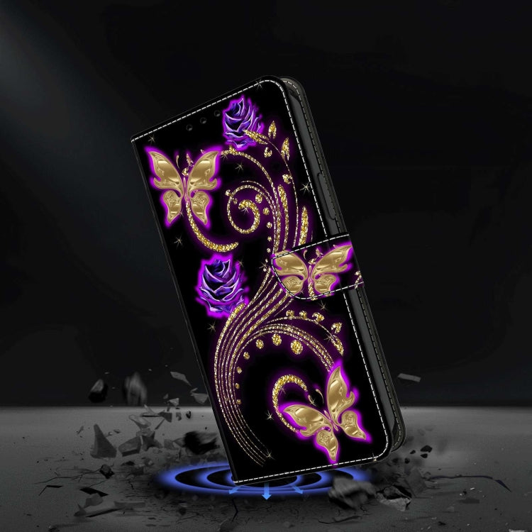 For Xiaomi Redmi 9A Crystal 3D Shockproof Protective Leather Phone Case(Purple Flower Butterfly) - Xiaomi Cases by PMC Jewellery | Online Shopping South Africa | PMC Jewellery