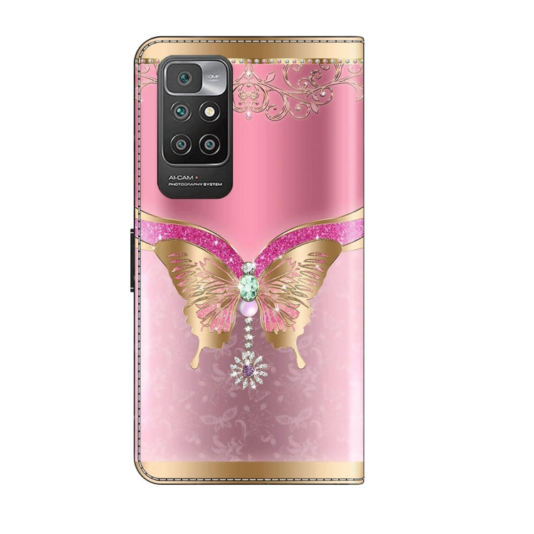 For Xiaomi Redmi 10 Crystal 3D Shockproof Protective Leather Phone Case(Pink Bottom Butterfly) - Xiaomi Cases by PMC Jewellery | Online Shopping South Africa | PMC Jewellery