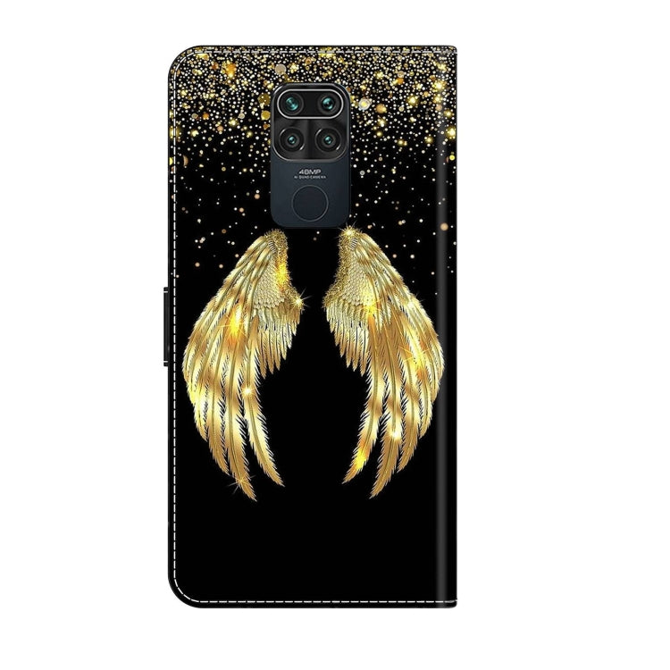 For Xiaomi Redmi Note 9 Crystal 3D Shockproof Protective Leather Phone Case(Golden Wings) - Xiaomi Cases by PMC Jewellery | Online Shopping South Africa | PMC Jewellery