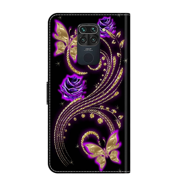 For Xiaomi Redmi Note 9 Crystal 3D Shockproof Protective Leather Phone Case(Purple Flower Butterfly) - free shipping - PMC TechLife - Order now!