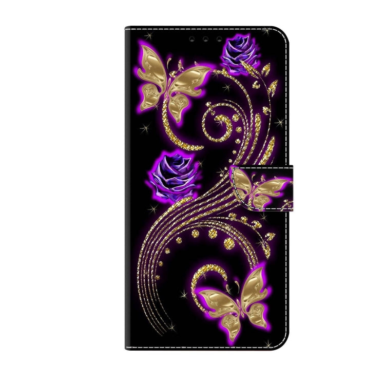 For Xiaomi Redmi 11A 4G / Redmi 12C Global Crystal 3D Shockproof Protective Leather Phone Case(Purple Flower Butterfly) - Xiaomi Cases by PMC Jewellery | Online Shopping South Africa | PMC Jewellery