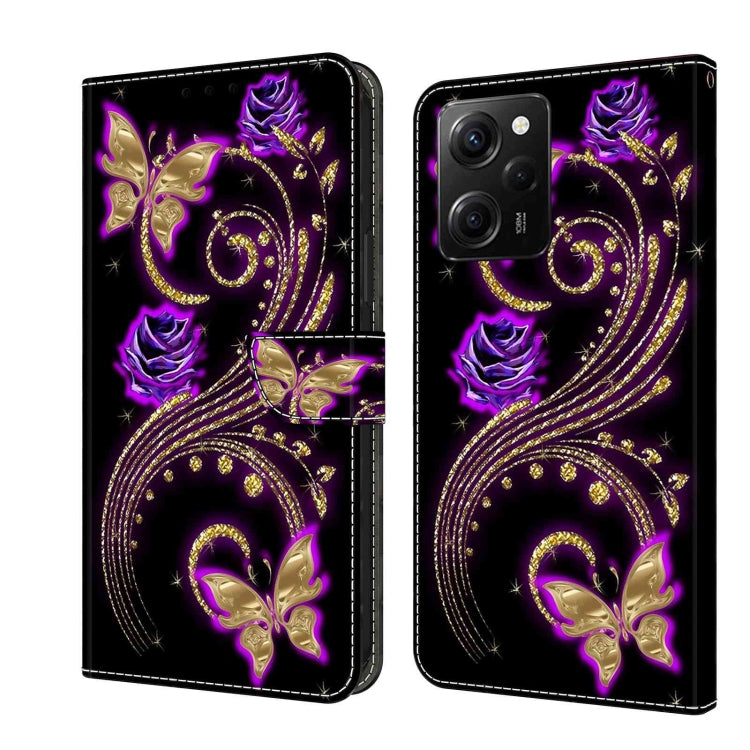For Xiaomi Redmi Note 12 Pro Global Crystal 3D Shockproof Protective Leather Phone Case(Purple Flower Butterfly) - free shipping - PMC TechLife - Order now!