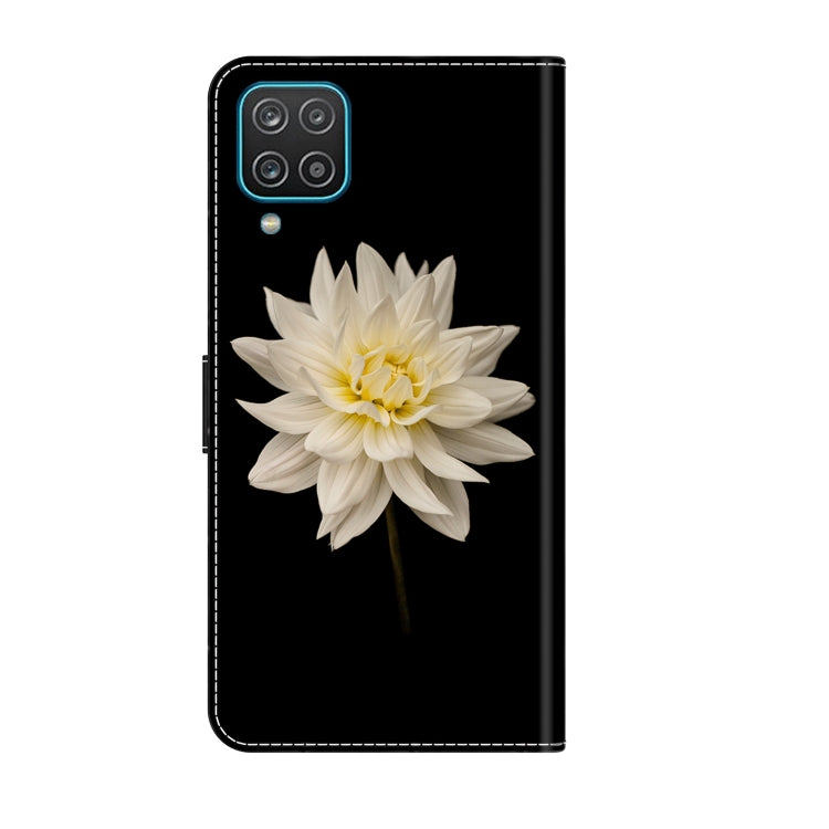 For Samsung Galaxy A12 4G / 5G Crystal 3D Shockproof Protective Leather Phone Case(White Flower) - free shipping - PMC TechLife - Order now!