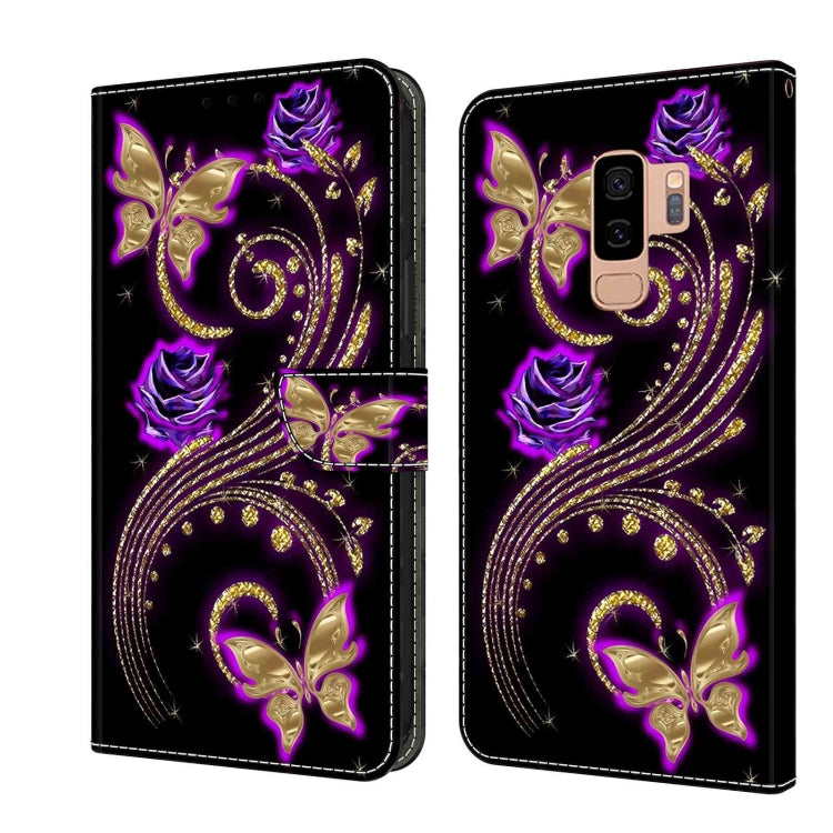 For Samsung Galaxy S9+ Crystal 3D Shockproof Protective Leather Phone Case(Purple Flower Butterfly) - free shipping - PMC TechLife - Order now!