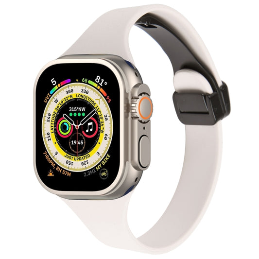 For Apple Watch Ultra 49mm Magnetic Buckle Slim Silicone Watch Band(Starlight) - Watch Bands by PMC Jewellery | Online Shopping South Africa | PMC Jewellery