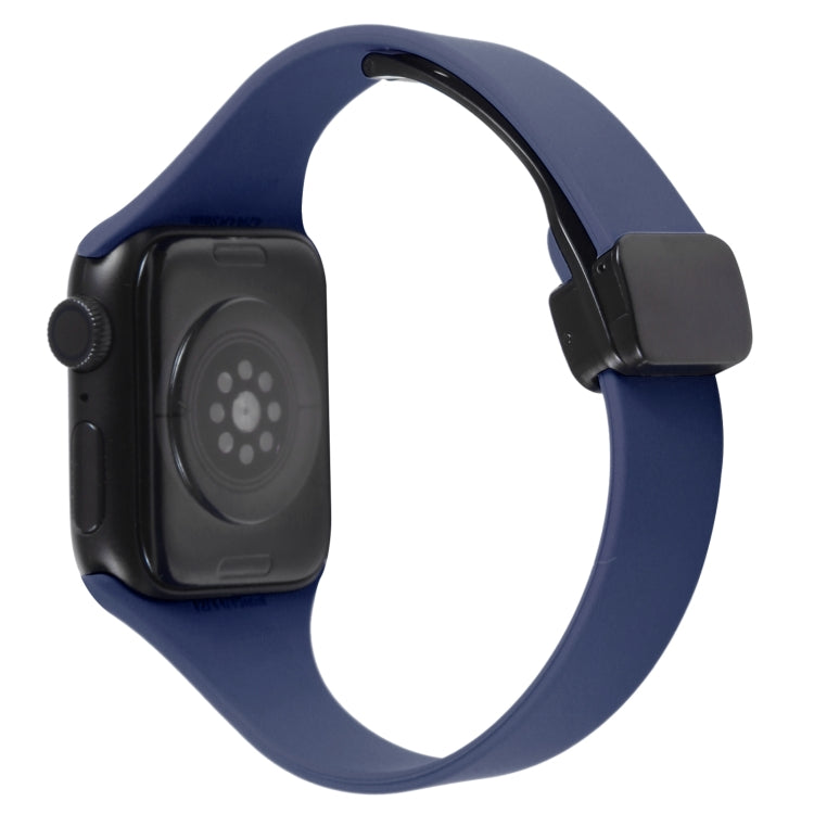 For Apple Watch 8 41mm Magnetic Buckle Slim Silicone Watch Band(Midnight Blue) - Watch Bands by PMC Jewellery | Online Shopping South Africa | PMC Jewellery