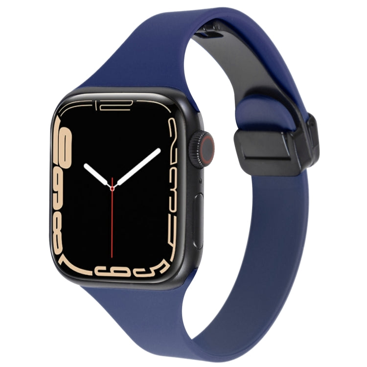 For Apple Watch 8 45mm  Magnetic Buckle Slim Silicone Watch Band(Midnight Blue) - Watch Bands by PMC Jewellery | Online Shopping South Africa | PMC Jewellery