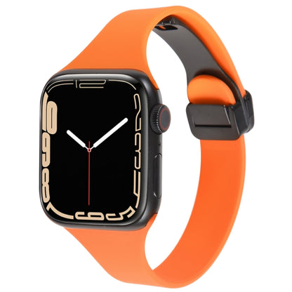 For Apple Watch SE 2022 40mm Magnetic Buckle Slim Silicone Watch Band(Orange) - Watch Bands by PMC Jewellery | Online Shopping South Africa | PMC Jewellery