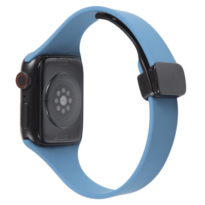 For Apple Watch SE 2022 40mm Magnetic Buckle Slim Silicone Watch Band(Blue) - Watch Bands by PMC Jewellery | Online Shopping South Africa | PMC Jewellery