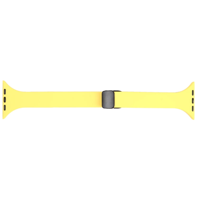 For Apple Watch SE 2022 44mm Magnetic Buckle Slim Silicone Watch Band(Light Yellow) - Watch Bands by PMC Jewellery | Online Shopping South Africa | PMC Jewellery