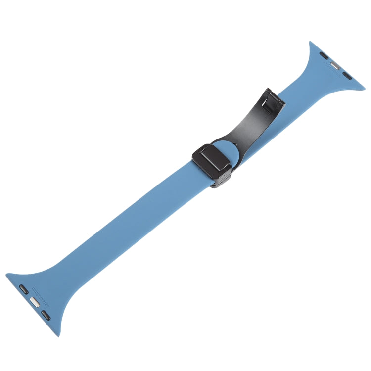 For Apple Watch 7 41mm Magnetic Buckle Slim Silicone Watch Band(Blue) - Watch Bands by PMC TechLife | Online Shopping South Africa | PMC TechLife