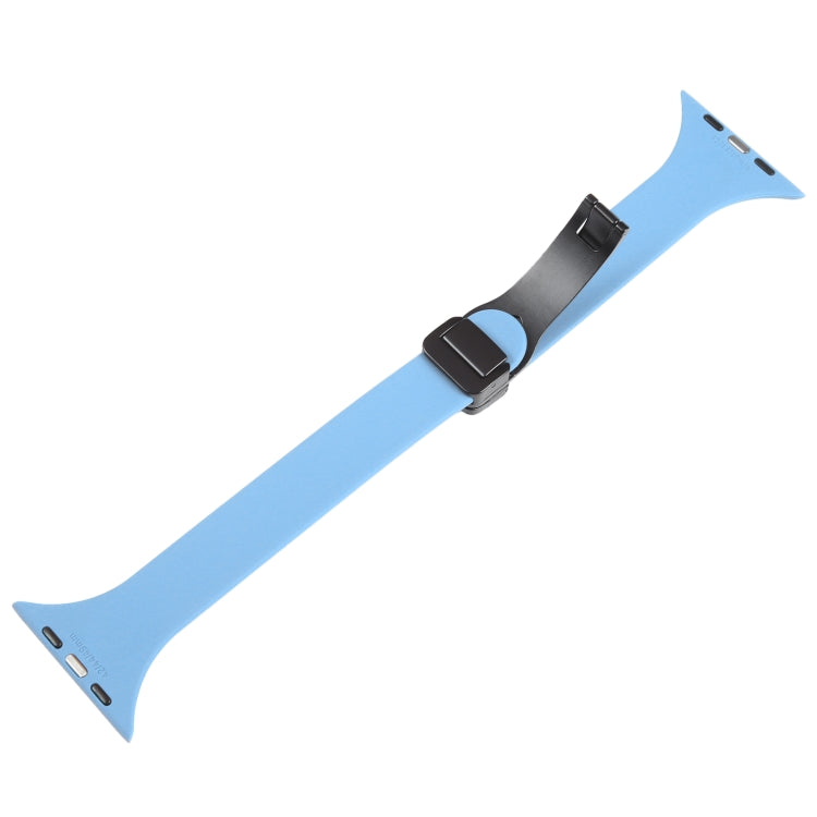 For Apple Watch 7 45mm Magnetic Buckle Slim Silicone Watch Band(Light Blue) - Watch Bands by PMC TechLife | Online Shopping South Africa | PMC TechLife