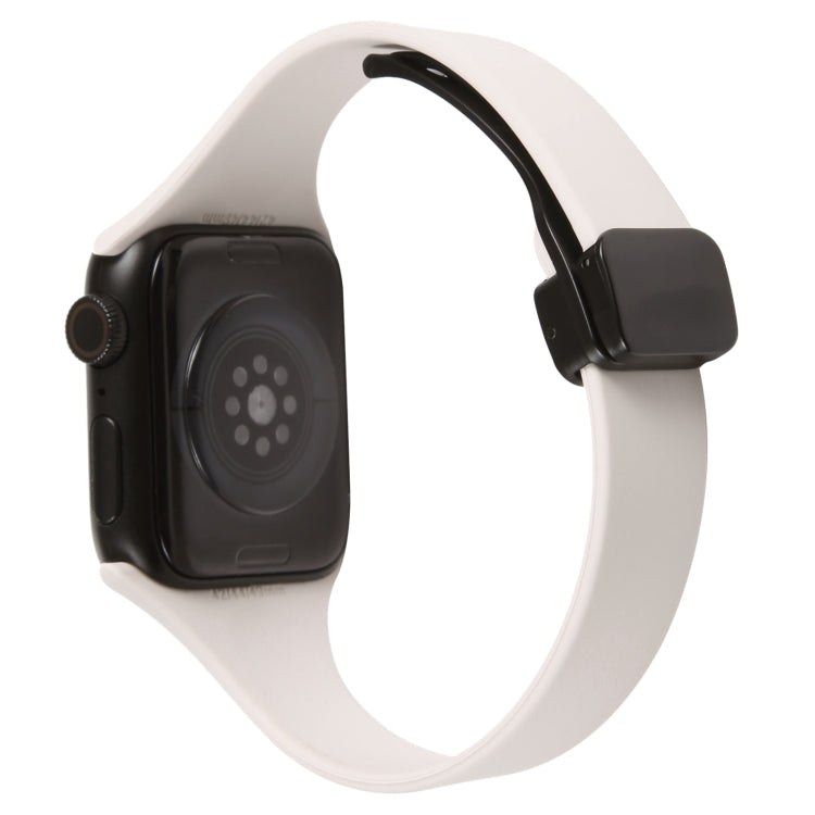 For Apple Watch 7 45mm Magnetic Buckle Slim Silicone Watch Band(Starlight) - Watch Bands by PMC TechLife | Online Shopping South Africa | PMC TechLife