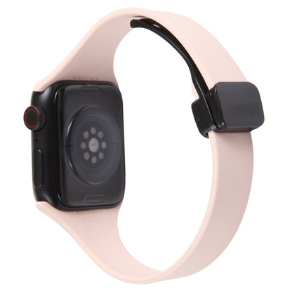 For Apple Watch 7 45mm Magnetic Buckle Slim Silicone Watch Band(Pink) - Watch Bands by PMC Jewellery | Online Shopping South Africa | PMC Jewellery