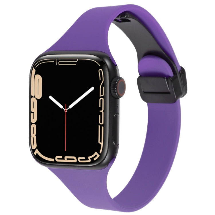 For Apple Watch 5 44mm Magnetic Buckle Slim Silicone Watch Band(Dark Purple) - Watch Bands by PMC Jewellery | Online Shopping South Africa | PMC Jewellery