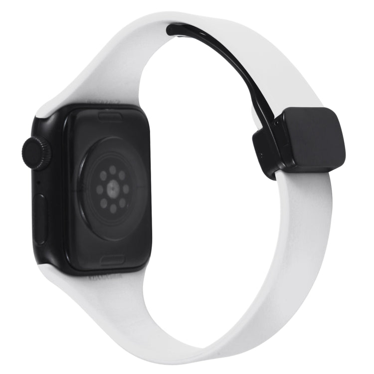 For Apple Watch 5 40mm Magnetic Buckle Slim Silicone Watch Band(White) - Watch Bands by PMC TechLife | Online Shopping South Africa | PMC TechLife