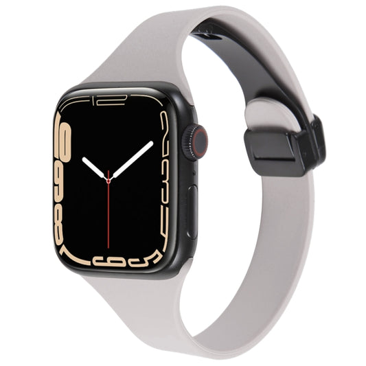 For Apple Watch 5 40mm Magnetic Buckle Slim Silicone Watch Band(Rock Grey) - Watch Bands by PMC Jewellery | Online Shopping South Africa | PMC Jewellery