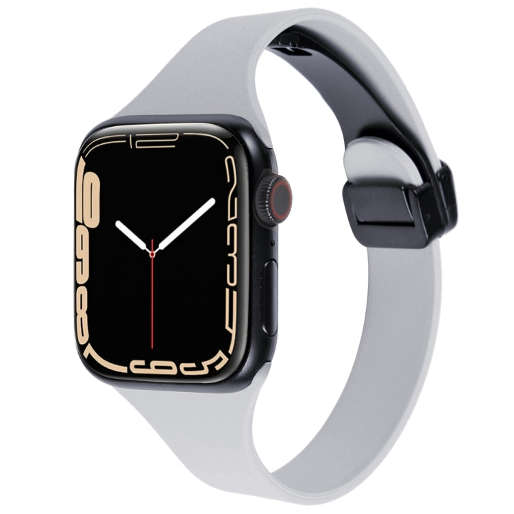 For Apple Watch 5 40mm Magnetic Buckle Slim Silicone Watch Band(Light Grey) - Watch Bands by PMC TechLife | Online Shopping South Africa | PMC TechLife