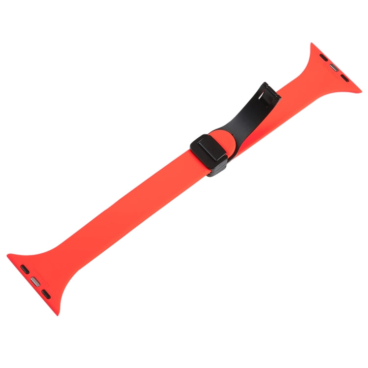 For Apple Watch 4 44mm Magnetic Buckle Slim Silicone Watch Band(Red) - Watch Bands by PMC TechLife | Online Shopping South Africa | PMC TechLife