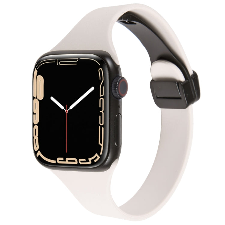 For Apple Watch 4 44mm Magnetic Buckle Slim Silicone Watch Band(Starlight) - Watch Bands by PMC TechLife | Online Shopping South Africa | PMC TechLife