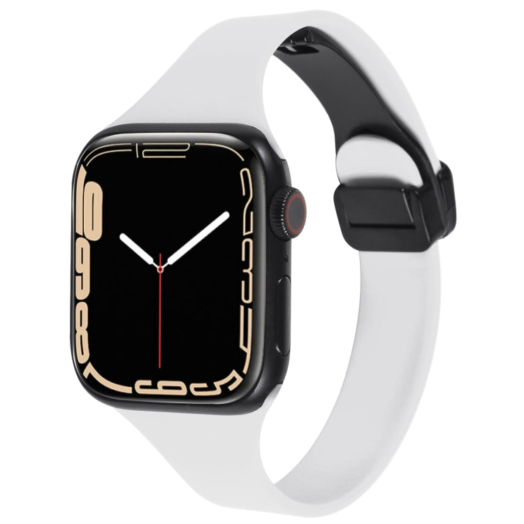 For Apple Watch 3 38mm Magnetic Buckle Slim Silicone Watch Band(White) - Watch Bands by PMC TechLife | Online Shopping South Africa | PMC TechLife