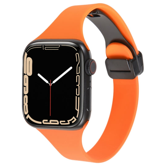 For Apple Watch 3 42mm Magnetic Buckle Slim Silicone Watch Band(Orange) - Watch Bands by PMC Jewellery | Online Shopping South Africa | PMC Jewellery