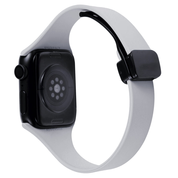 For Apple Watch 3 42mm Magnetic Buckle Slim Silicone Watch Band(Light Grey) - Watch Bands by PMC TechLife | Online Shopping South Africa | PMC TechLife