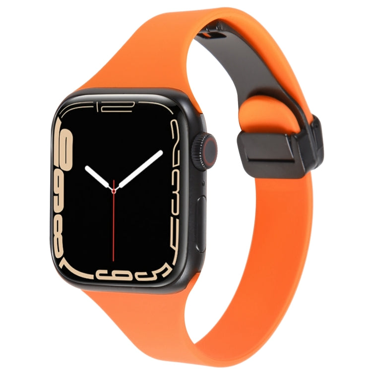 For Apple Watch 2 42mm Magnetic Buckle Slim Silicone Watch Band(Orange) - Watch Bands by PMC TechLife | Online Shopping South Africa | PMC TechLife