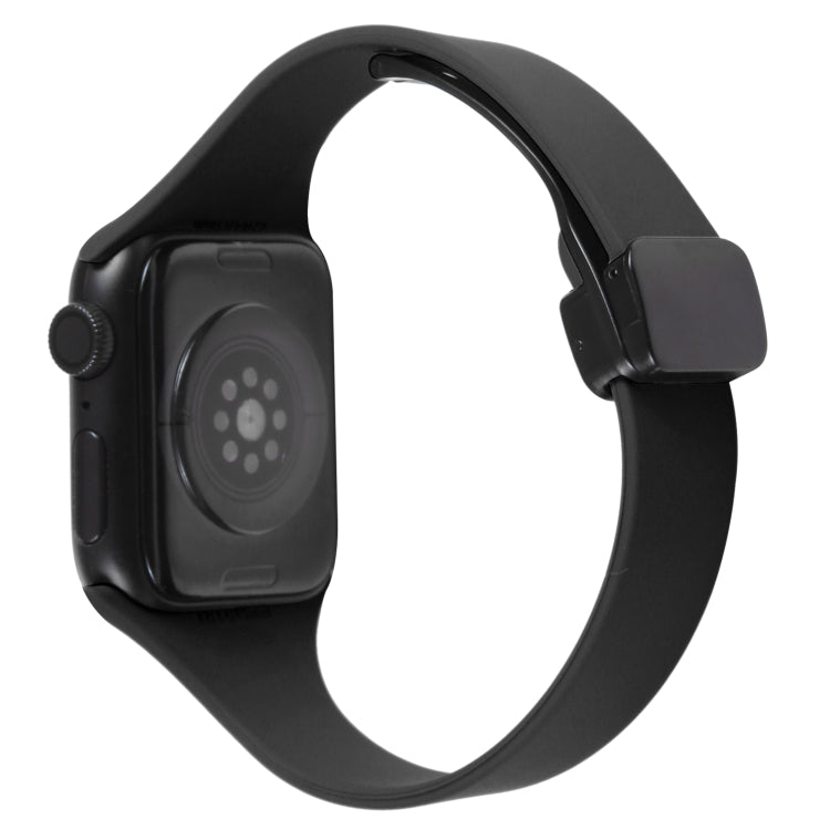 For Apple Watch 2 38mm Magnetic Buckle Slim Silicone Watch Band(Black) - Watch Bands by PMC TechLife | Online Shopping South Africa | PMC TechLife