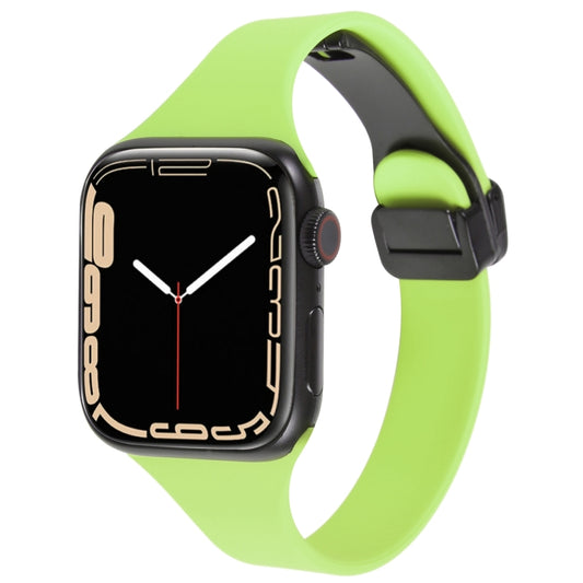 For Apple Watch 2 38mm Magnetic Buckle Slim Silicone Watch Band(Green) - Watch Bands by PMC Jewellery | Online Shopping South Africa | PMC Jewellery