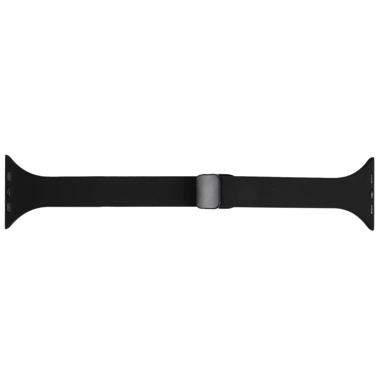 For Apple Watch 42mm Magnetic Buckle Slim Silicone Watch Band(Black) - Watch Bands by PMC Jewellery | Online Shopping South Africa | PMC Jewellery