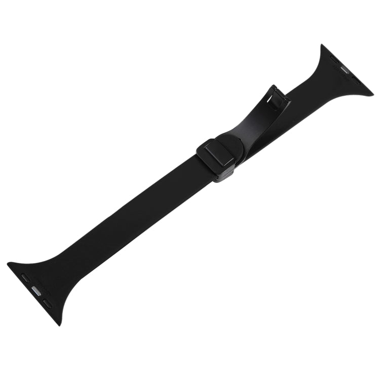 For Apple Watch 42mm Magnetic Buckle Slim Silicone Watch Band(Black) - Watch Bands by PMC TechLife | Online Shopping South Africa | PMC TechLife