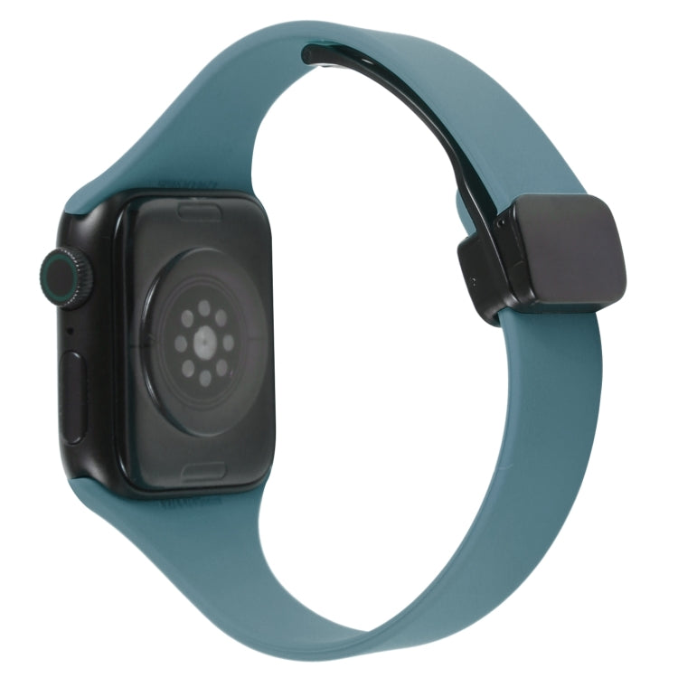 For Apple Watch 38mm Magnetic Buckle Slim Silicone Watch Band(Light Green) - Watch Bands by PMC TechLife | Online Shopping South Africa | PMC TechLife