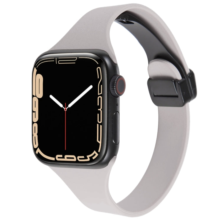 For Apple Watch 38mm Magnetic Buckle Slim Silicone Watch Band(Rock Grey) - Watch Bands by PMC TechLife | Online Shopping South Africa | PMC TechLife