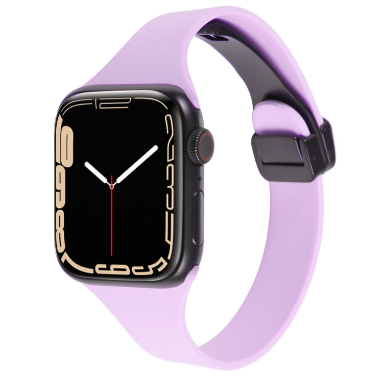 For Apple Watch 38mm Magnetic Buckle Slim Silicone Watch Band(Lavender) - Watch Bands by PMC TechLife | Online Shopping South Africa | PMC TechLife