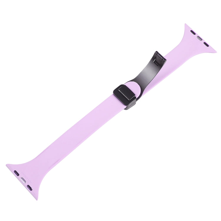 For Apple Watch 38mm Magnetic Buckle Slim Silicone Watch Band(Lavender) - Watch Bands by PMC TechLife | Online Shopping South Africa | PMC TechLife