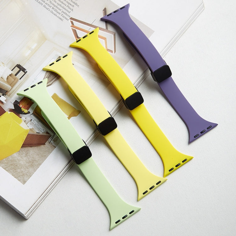 For Apple Watch 7 45mm Magnetic Buckle Slim Silicone Watch Band(Starlight) - Watch Bands by PMC TechLife | Online Shopping South Africa | PMC TechLife
