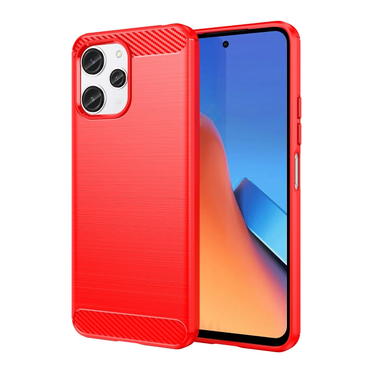 For Xiaomi Redmi 12 Carbon Fiber Brushed Texture TPU Phone Case(Red) - Xiaomi Cases by PMC TechLife | Online Shopping South Africa | PMC TechLife | Buy Now Pay Later Mobicred