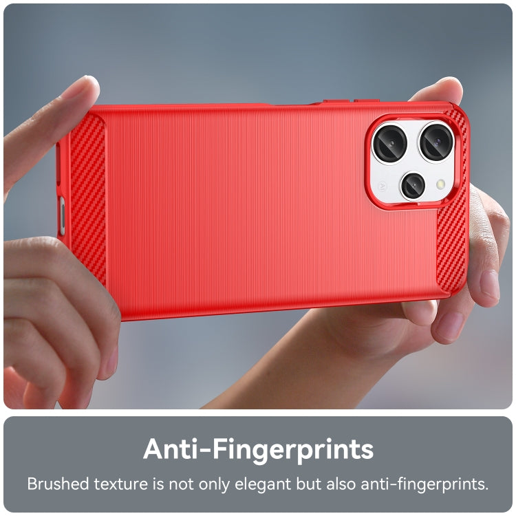 For Xiaomi Redmi 12 Carbon Fiber Brushed Texture TPU Phone Case(Red) - Xiaomi Cases by PMC TechLife | Online Shopping South Africa | PMC TechLife | Buy Now Pay Later Mobicred