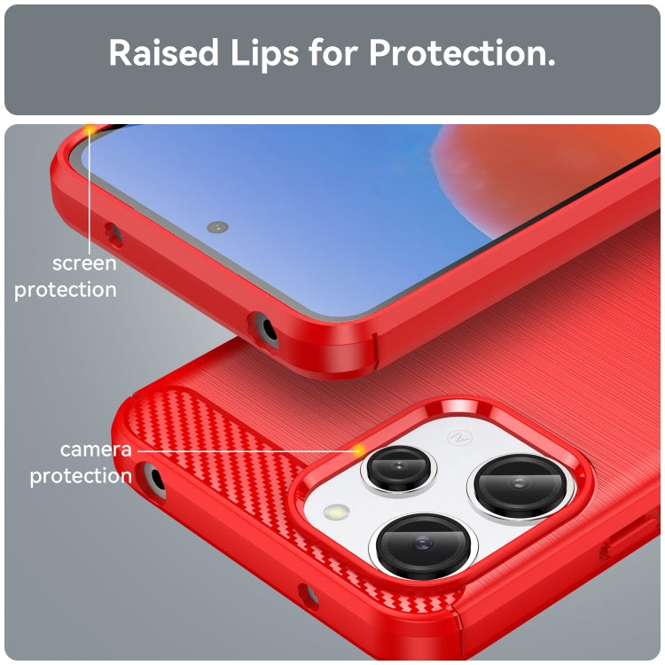 For Xiaomi Redmi 12 Carbon Fiber Brushed Texture TPU Phone Case(Red) - Xiaomi Cases by PMC TechLife | Online Shopping South Africa | PMC TechLife | Buy Now Pay Later Mobicred