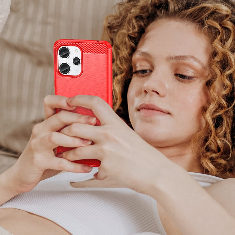For Xiaomi Redmi 12 Carbon Fiber Brushed Texture TPU Phone Case(Red) - Xiaomi Cases by PMC TechLife | Online Shopping South Africa | PMC TechLife | Buy Now Pay Later Mobicred