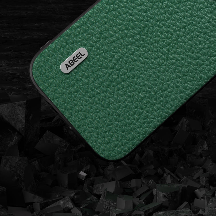 For iPhone 15 Pro ABEEL Genuine Leather Litchi Texture Phone Case(Green) - free shipping - PMC TechLife - Order now!