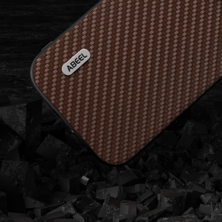 For iPhone 14 Pro ABEEL Carbon Fiber Texture Protective Phone Case(Dark Brown) - iPhone 14 Pro Cases by PMC Jewellery | Online Shopping South Africa | PMC Jewellery