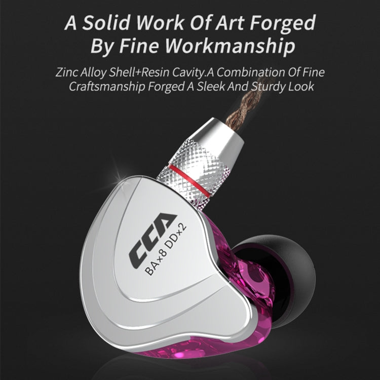 CCA CCA-C10 3.5mm Gold Plated Plug Ten Unit Hybrid Wire-controlled In-ear Earphone, Type:without Mic(Streamer Purple) - free shipping - PMC TechLife - Order now!