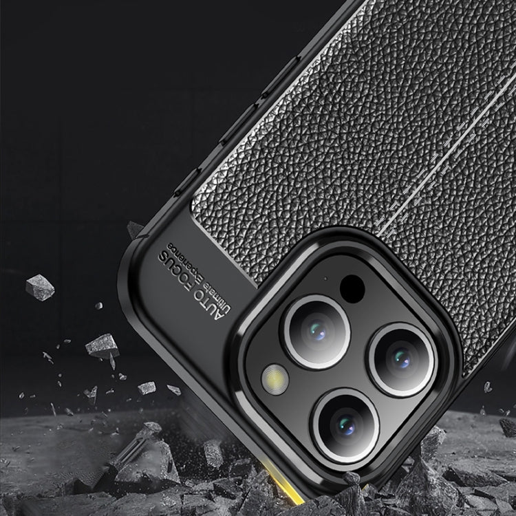 For iPhone 15 Pro Max Litchi Texture Shockproof TPU Phone Case(Blue) - free shipping - PMC TechLife - Order now!