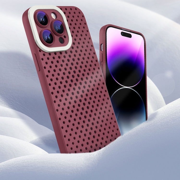 For iPhone 14 Hollow Heat Dissipation TPU Phone Case(Rose Red) - iPhone 14 Cases by PMC Jewellery | Online Shopping South Africa | PMC Jewellery