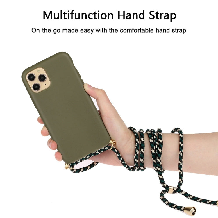 For iPhone 15 Pro Max Wheat Straw Material + TPU Phone Case with Lanyard(Army Green) - iPhone 15 Pro Max Cases by PMC Jewellery | Online Shopping South Africa | PMC Jewellery