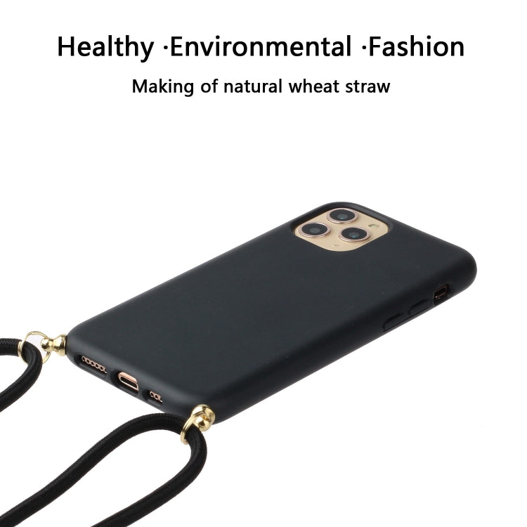 For iPhone 15 Pro Max Wheat Straw Material + TPU Phone Case with Lanyard(Black) - iPhone 15 Pro Max Cases by PMC Jewellery | Online Shopping South Africa | PMC Jewellery